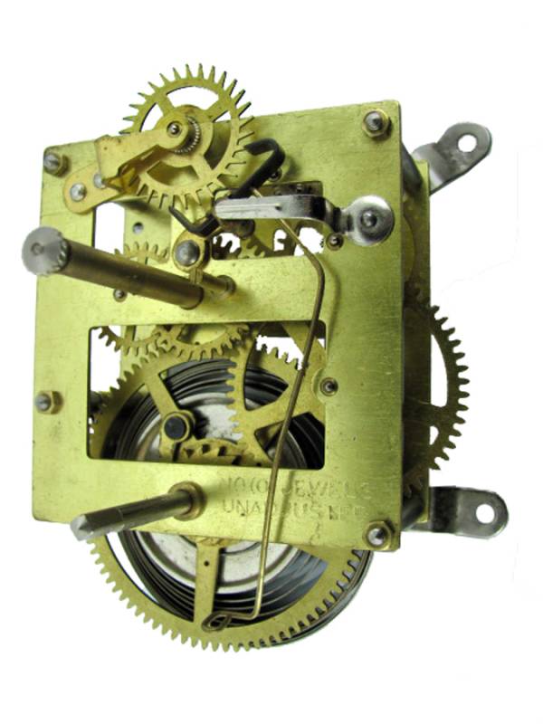A time-only clock has one power source to wind, and one gear train
