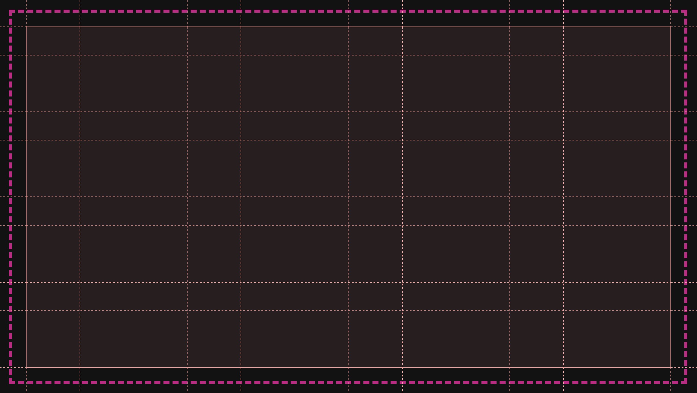 A thick pink boarder around the element and then various smaller lines on both axis creating a grid of columns and rows
