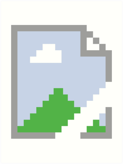 A pixelated broken-image icon, showing a photo torn at one corner
