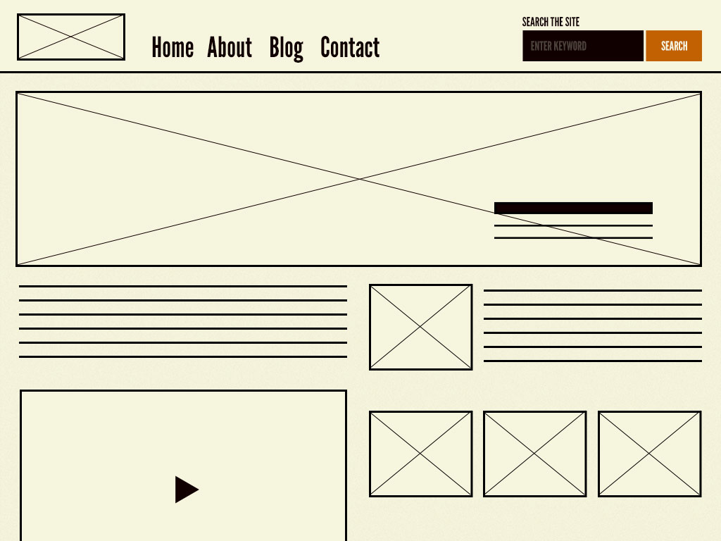 wireframe of a full page
